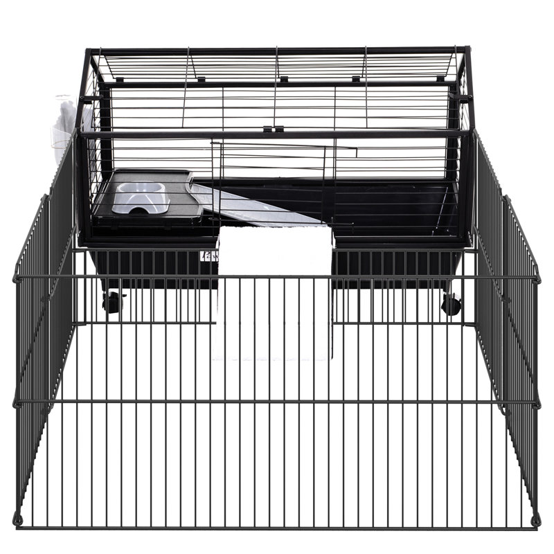 Cage pour petits animaux L 35 po avec roulettes et bouteille d'eau - offre un espace de course spacieux pour les cochons d'Inde, pliable, portatif et avec réservoir. Espace suffisant pour des moments agréables. Pliable