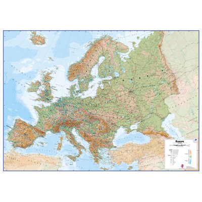 Large Europe Wall Map Physical 1 Piece Wall Art
