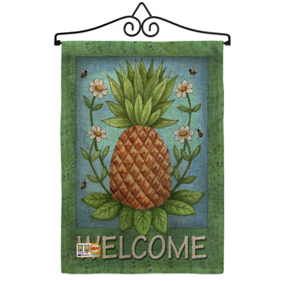 En toile jute à 2 côtés de l’ananas, de 19 po x l 13 po drapeau de jardin
