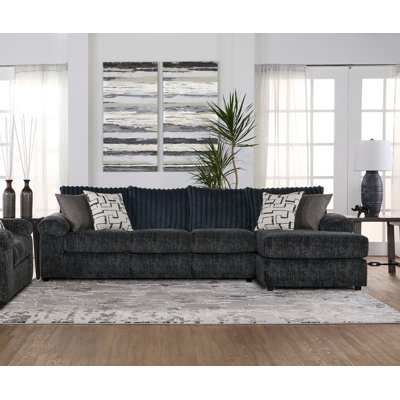 Latitude Run Oliwier Wide Wale Corduroy Sectional Sofa Chaise with Ottoman