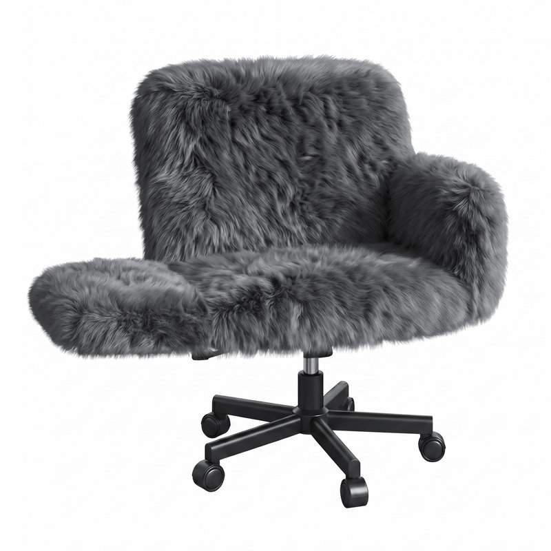 Side Chair, Gray-Faux Fur