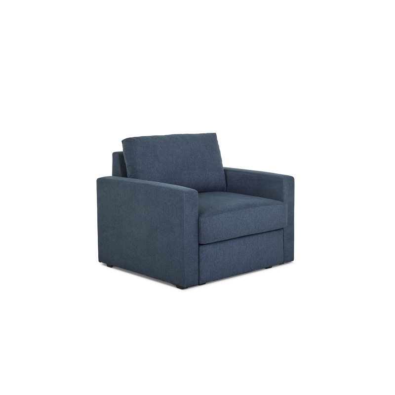Flex 49" Polyester Modular Wide Arm Armchair, 37" H x 41" W x 38" D, Blue Polyester Blend