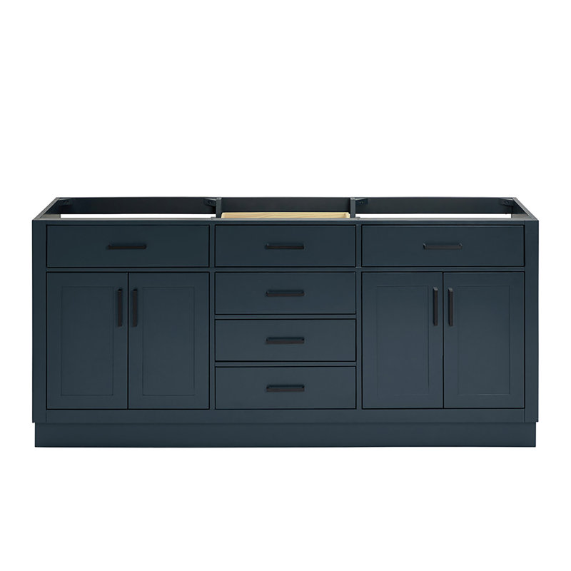 Ariel Hepburn 72 In. Double Sink Base Cabinet, Midnight Blue