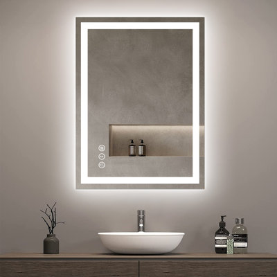 LED Bathroom Mirror With Backlit And Front Light, Memory Function, Anti-Fog, 3 Color Temperatures & Dimmable Light