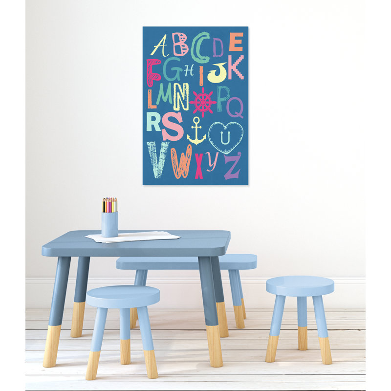 Alphabet imprimé sur papier, H 36 po x l 24 po x P 1,5 po, Canevas