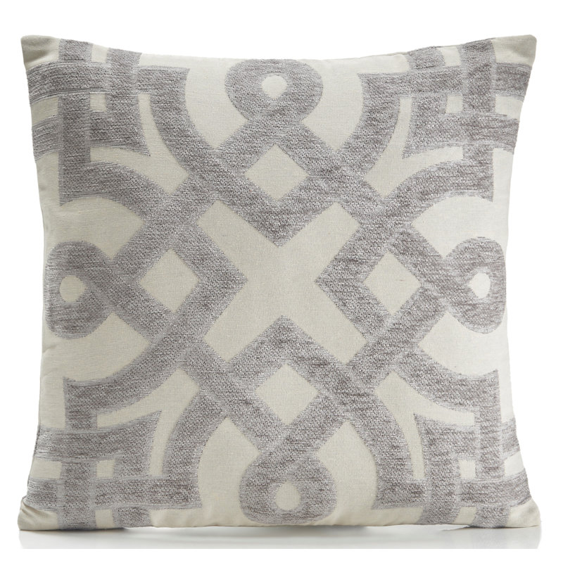 Cabrero Geometric Silver Square Throw Pillow Cover, SIlver
