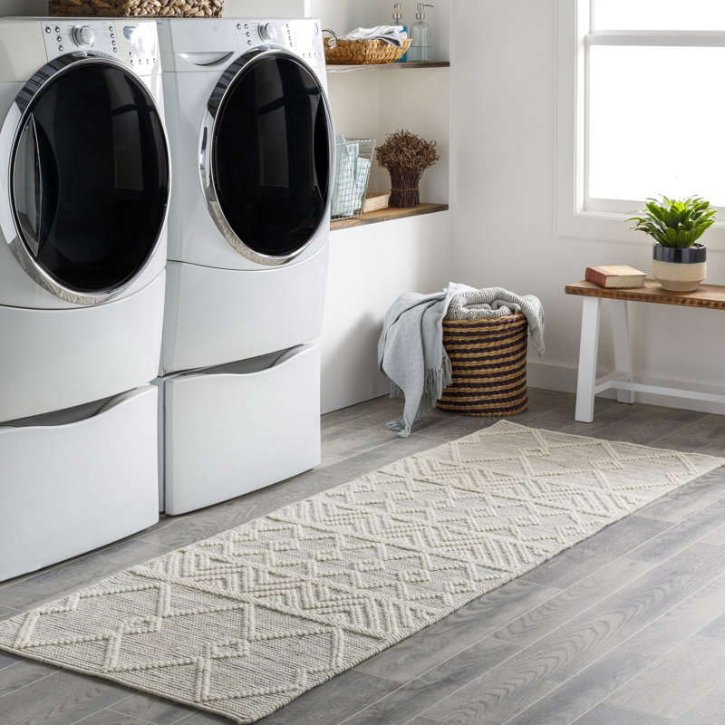 Hygge Textured Wool Hand Woven Area Rug, Runner 76 x 244cm