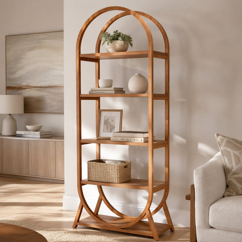 Versatile Display Rack,5-Tier Bookshelf,Compact Arched Bookcase