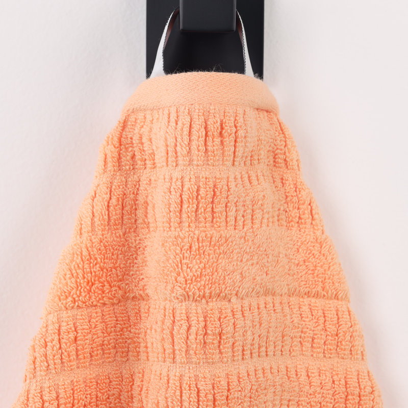 Mika Smart Twist Viscose Cotton Blend Medium Weight Solid Textured Ribbed Bath Towels, Peach