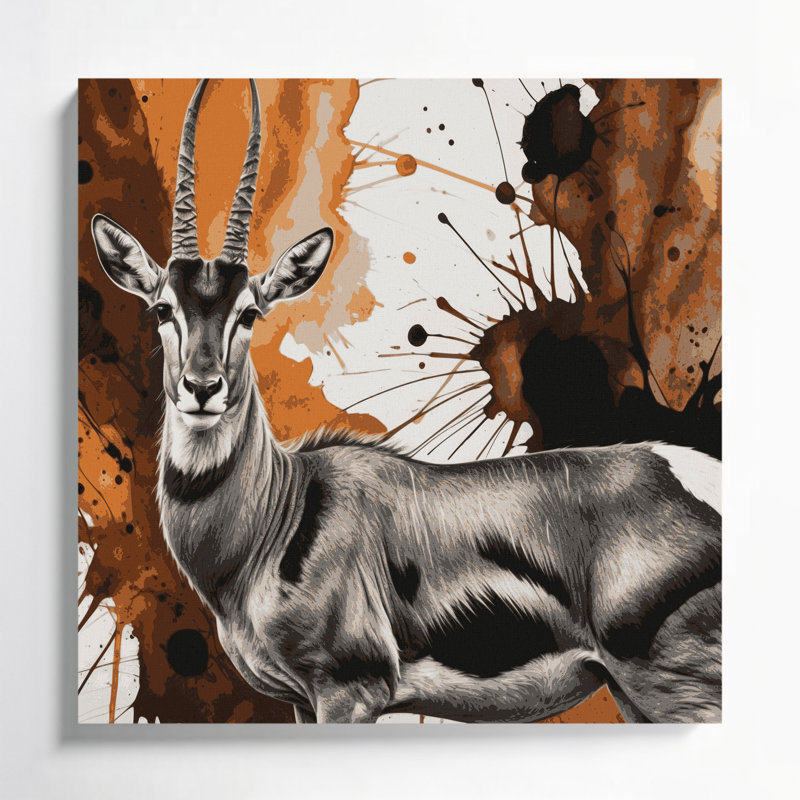 Wildlife Impala Black Canvas Wall Art