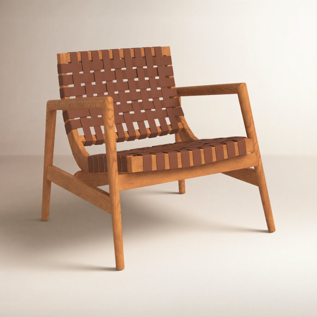 Warbler Cedar Genuine Leather Side Chair, Brown