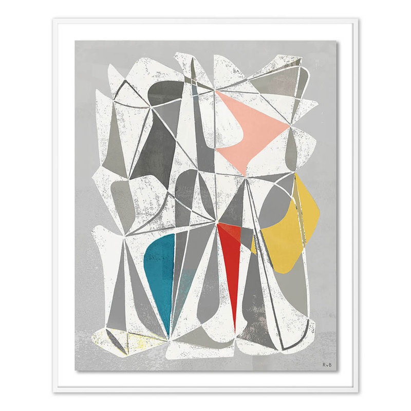 Vedene Print by Bangbouh Studio, 60" H x 49" W x 2.5" D, White, Light Gray/Red/White/Gold/Blue