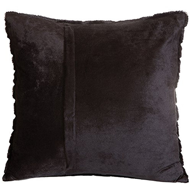 Black Striped Faux Fur 18" Square Throw Pillow