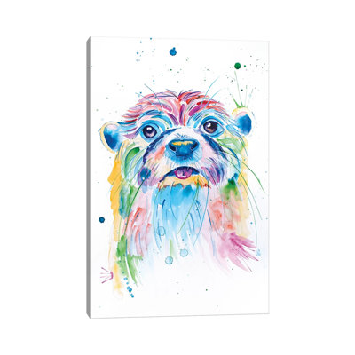 Watercolor Jewel Toned Otter by Jennifer Seeley - Wrapped Canvas Painting