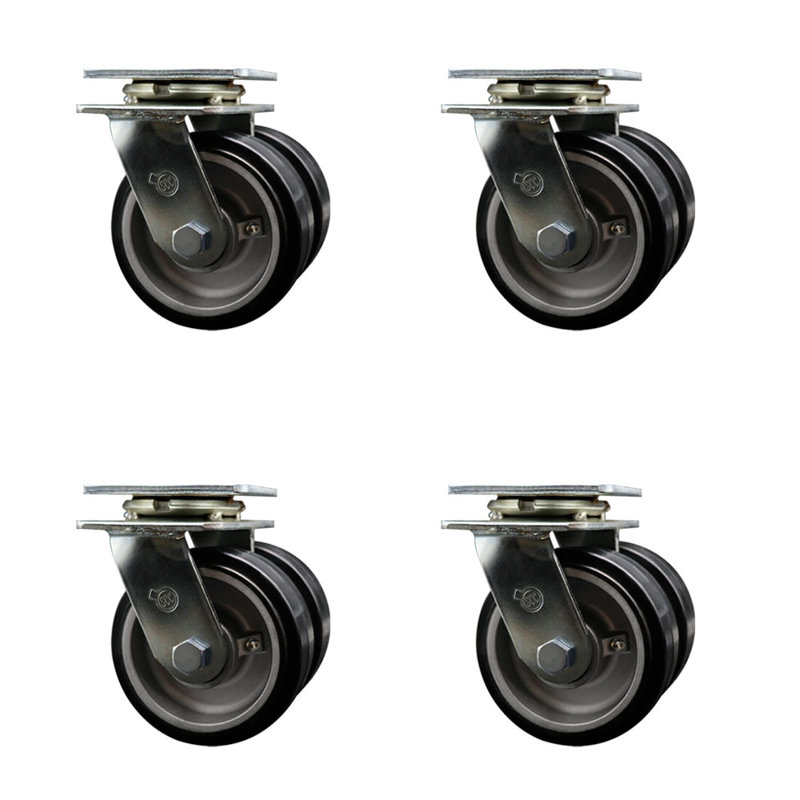 Ensemble de roulettes pivotantes 5 pouces avec roues en aluminium