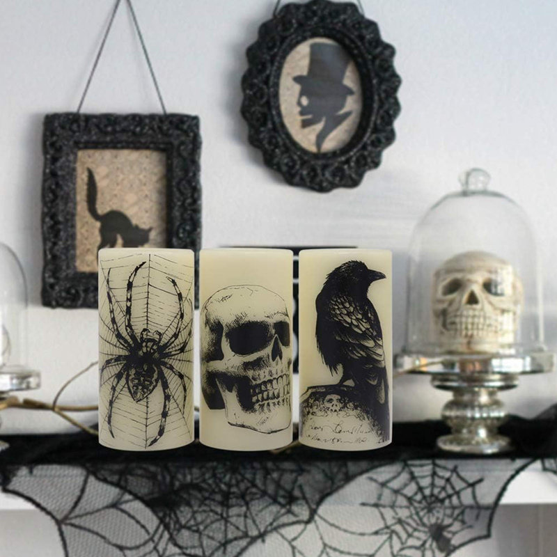 Halloween Flickering Candles Flameless Battery Operated(Pack of 3, D3 x H6)
