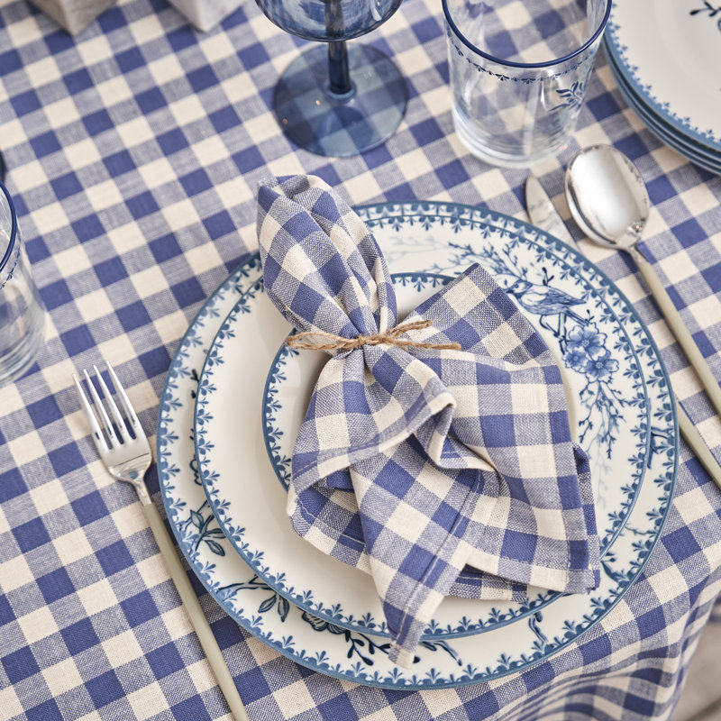 Serviette de table en vichy Bleu Blanc, Bleu