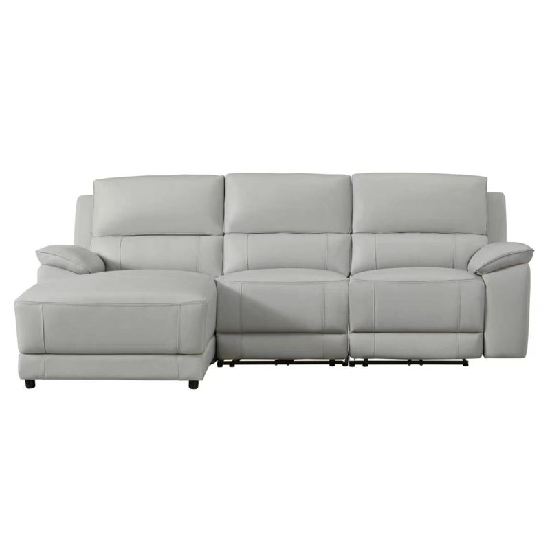 Canapé modulaire inclinable électrique en cuir Carrabelle, Face à la gauche, Cuir véritable fumé