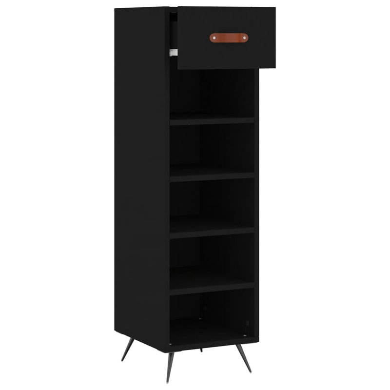 5 Pair Shoe Storage Cabinet, Black