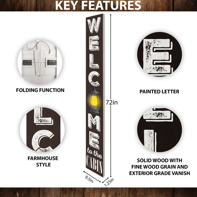 Enseigne extérieure de 72 pouces de hauteur Welcome to the Cabin