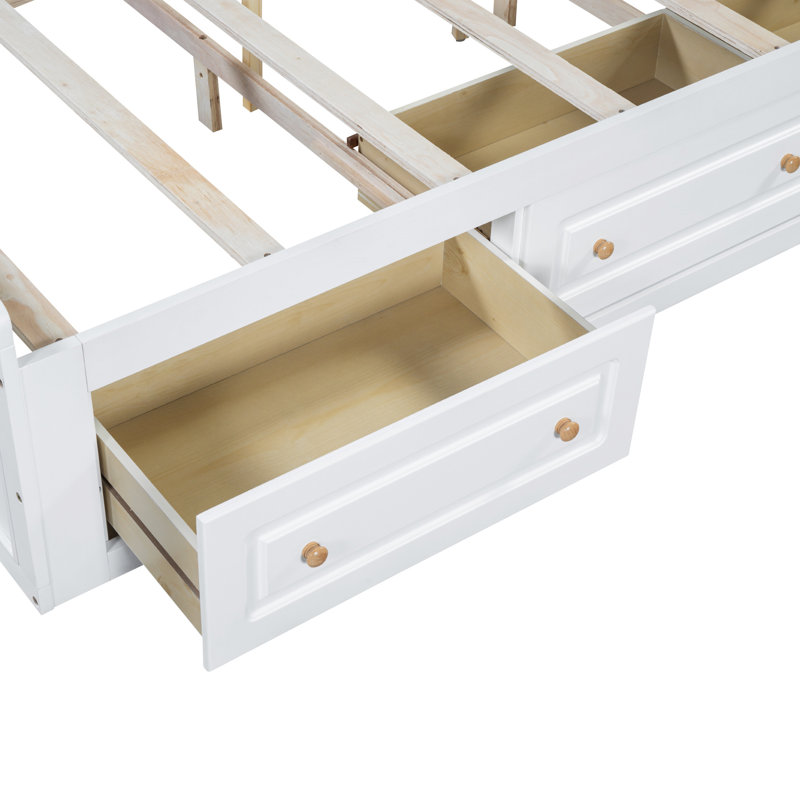 White Queen Bed With 6 Drawers - & Classy Appearance 6 Platform Frame For Size In Charming, White