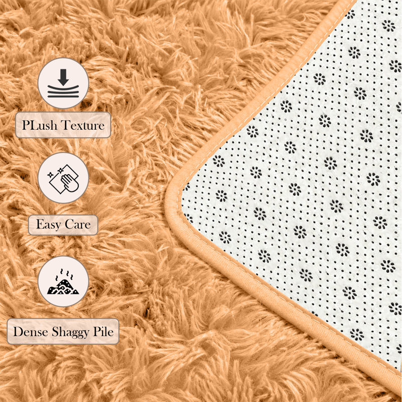 Standard Shag Area Rug, Beige, Rectangle 120 x 170 cm