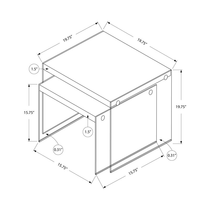 Ensemble de 2 tables gigognes en verre trempé et blanc brillant, parfaites comme table d'appoint et table de bout pour le salon et la chambre à coucher