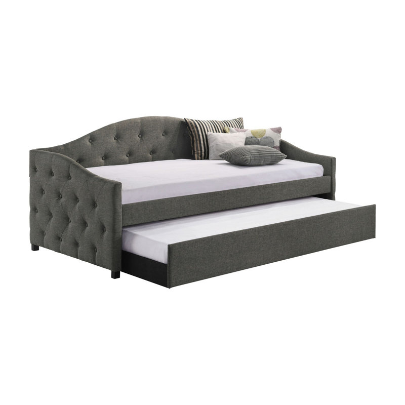 Lit de jour rembourré avec couchette Gurmit, Gris