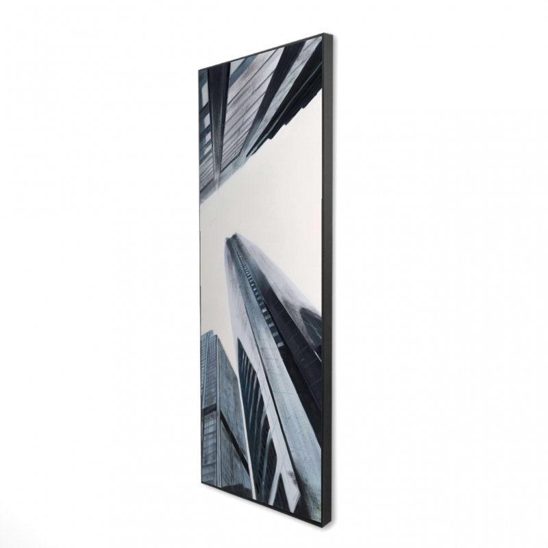 Perspective View of Skyscraper - Blue Cities Framed Canvas