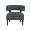 Fauteuil d'appoint Disa, conception à dossier demi-tonneau, velours gris, pieds en bois massif