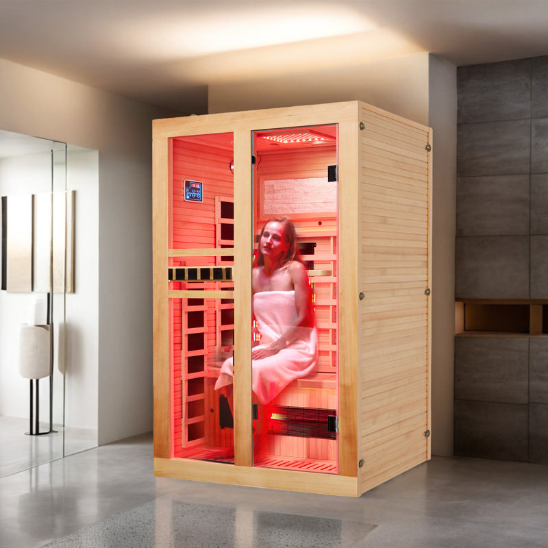 Erommy 2 - Person Infrared Sauna With Red Light Therapy,  Full Spectrum Infrared Sauna With 15 Minutes Pre-warm Up, Hemlock