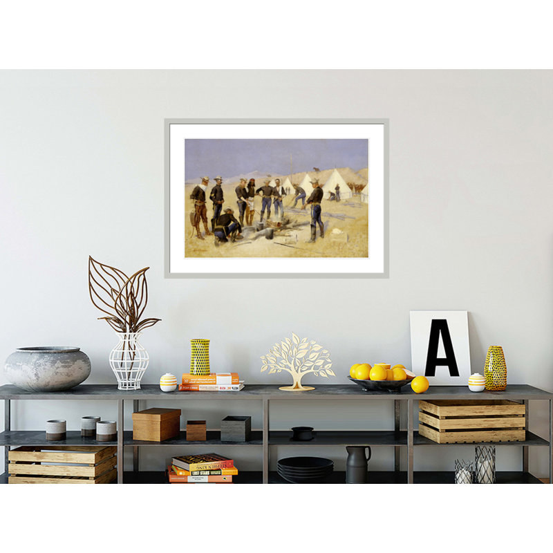 «Roast the Christmas Beef in a Cavalry Camp» par Frederic Remington, impression giclée encadrée, H 29,48 po x l 41,5 po