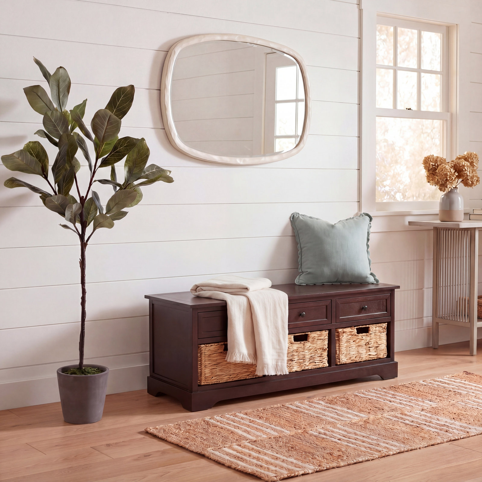 Adayla 42" Entryway Bench, Dark Cherry