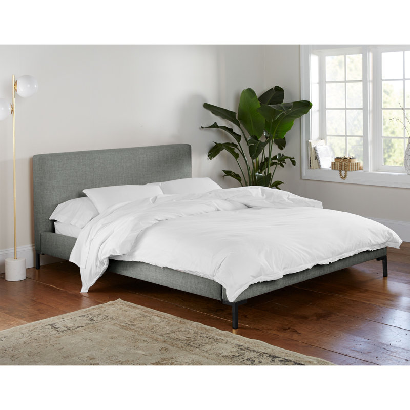 Eisley Upholstered Platform Bed, King, Zuma Natural Textured Linen
