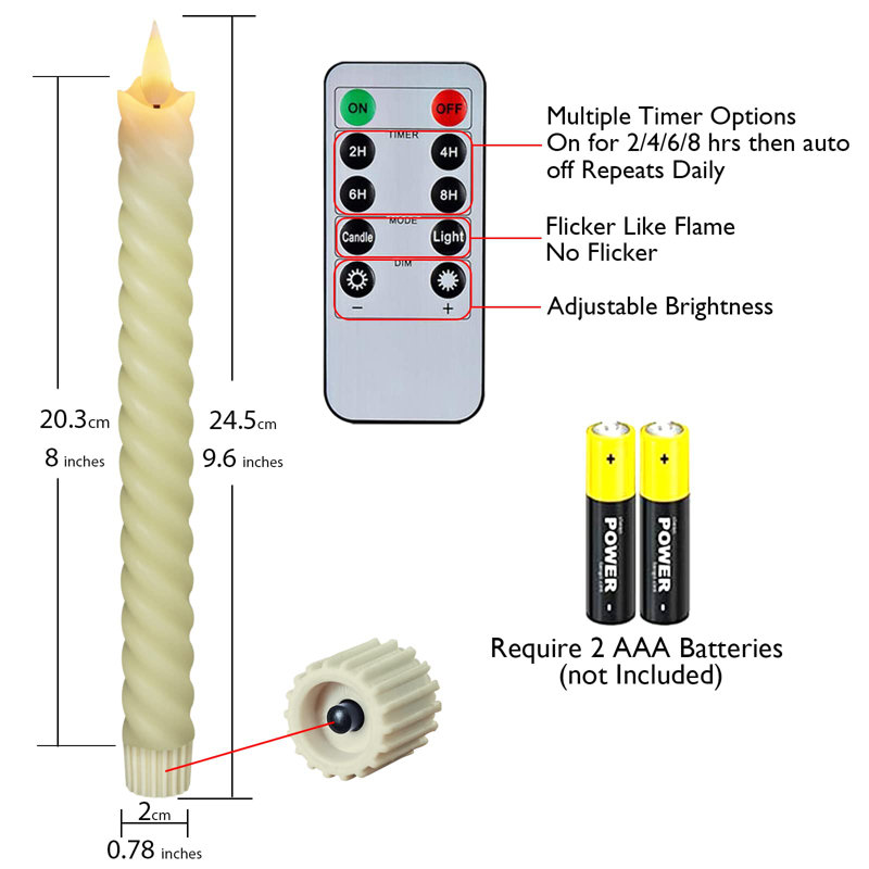 Scented Unscented Flameless Taper Candle