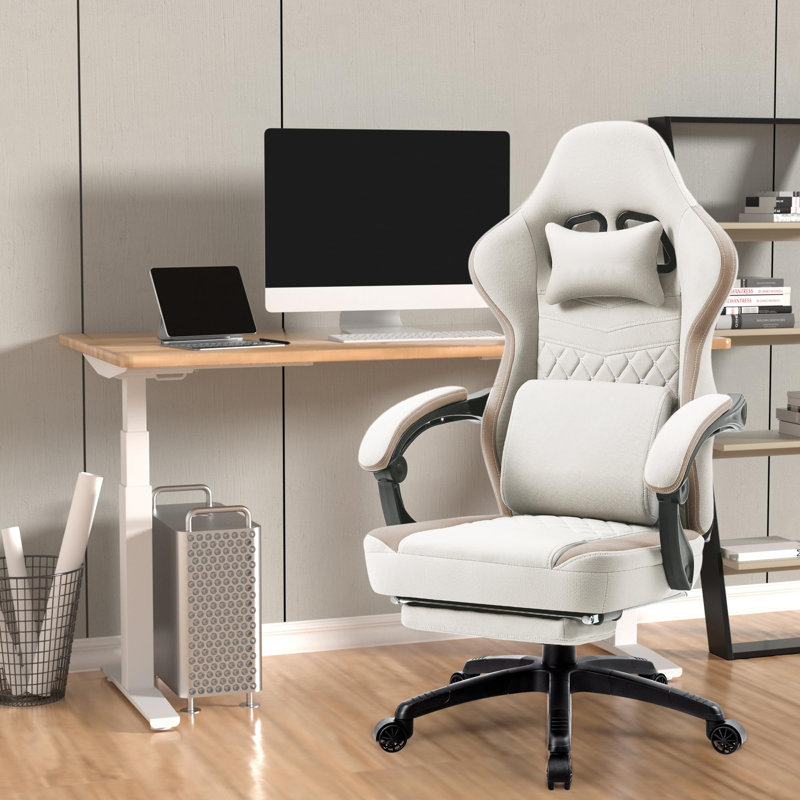Fabric Computer Chair with Pocket Spring Cushion, Beige
