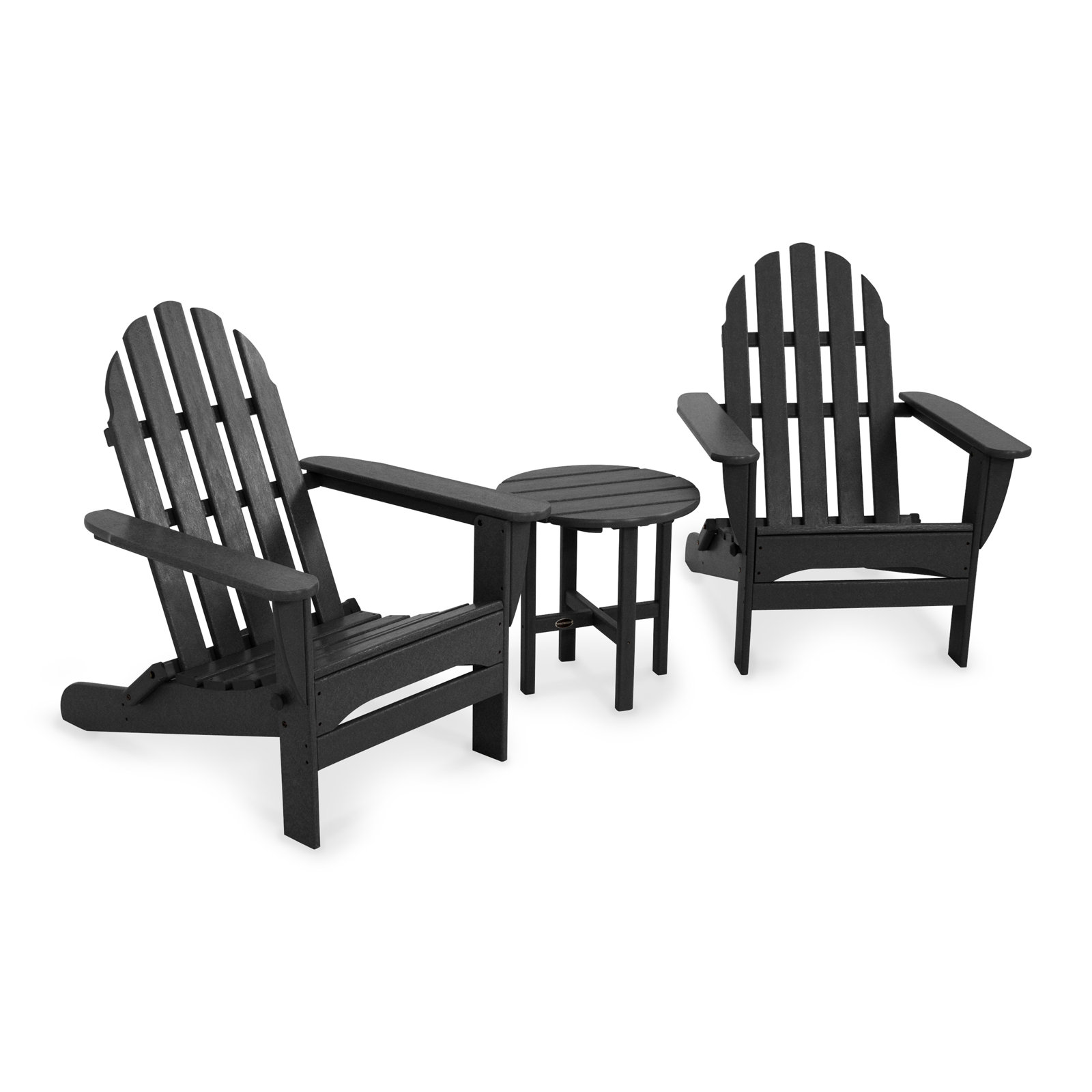 POLYWOOD® Classic Adirondack 2-Person Patio Seating Group, Black