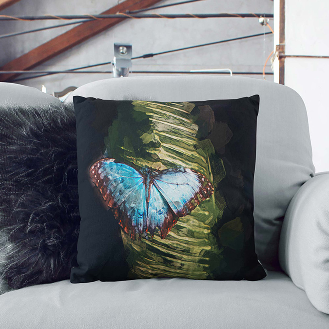 Blue Butterfly Cushion with Filling