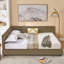 Lit de jour confortable grand, revêtu de velours, pour cadre de lit de chambre à coucher et de salon avec revêtement, brun