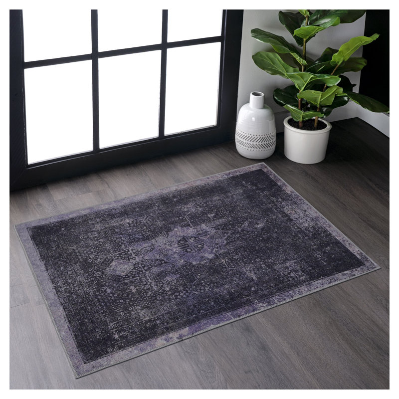 Tapis lavable MAVAL Anthracite, Rectangulaire 2 pi x 3 pi