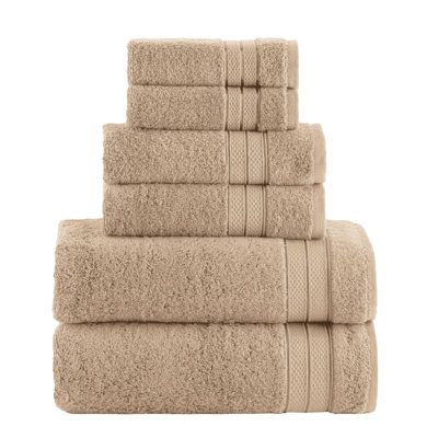 Elegant Comfort Luxury 6-Piece Towel Set, Premium Soft 100% Turkish Cotton, Three Line Popcorn Design 2 Bath Towels, 2 Hand Towels And 2 Washcloths Towel Set - Quick-Drying And Absorbent