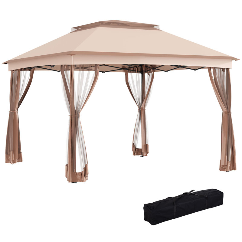 Outsunny 11' X 11' Pop Up Canopy, 75.6" H x 128.4" W x 128.4" D, Brown