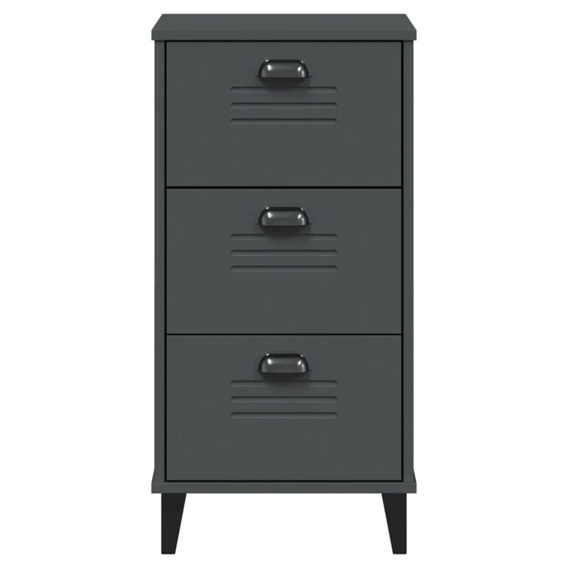 Angelice 40cm W Plastic Bedside Table, Anthracite Grey
