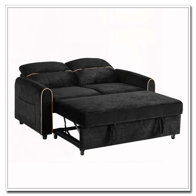 Canapé-lit en chenille de 58 po, Noir