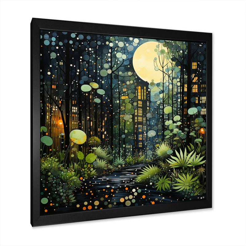 Green Yellow Urban Jungle II - Abstract Collages Canvas Prints, H 30 po x l 30 po x P 1 po, Cadre photo noir