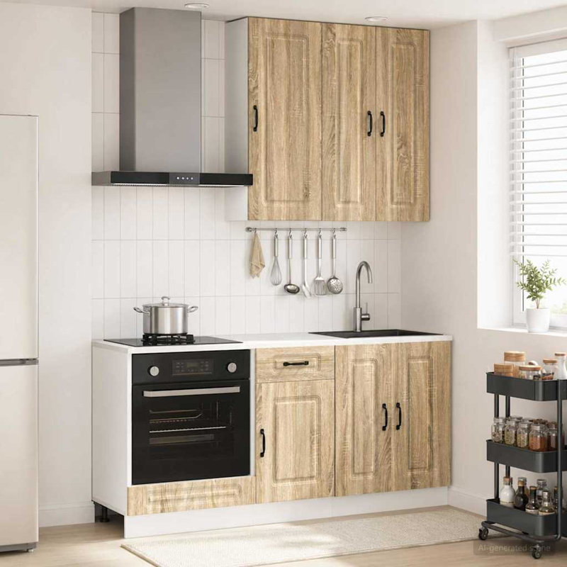 vidaXL Kitchen Unit with Drawer with Door KALMAR 5 pcs Engineered Wood Cabinet, Sonoma Oak