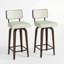 Ensemble de 2 tabourets de bar pivotants blancs, hauteur de comptoir 26 po, similicuir, pieds en noyer, grands coussins-1427555613