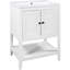 Meuble-lavabo blanc 24 po - Fabrication en bois massif, lavabo en céramique, bois massif, design moderne élégant