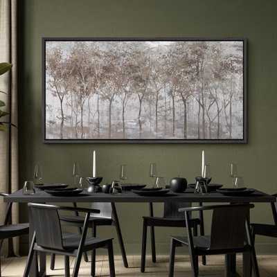 «Rustic Brown Abstract Forest Landscape Extra Large», reproduction d'art sur toile encadrée
