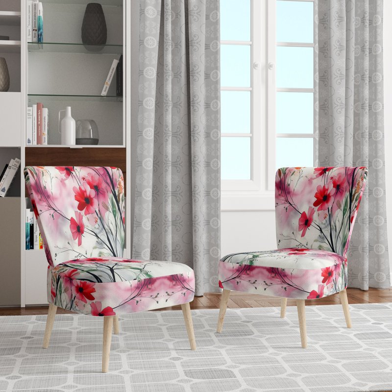 Damas / Abstrait / Motif - Chaise d'appoint rembourrée traditionnelle, Rouge / Vert